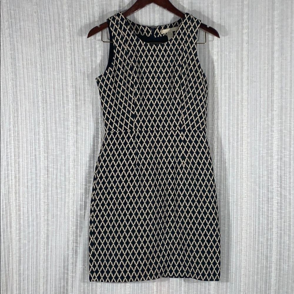 Banana Republic Black & Tan Harlequin Diamond Sheath Dress